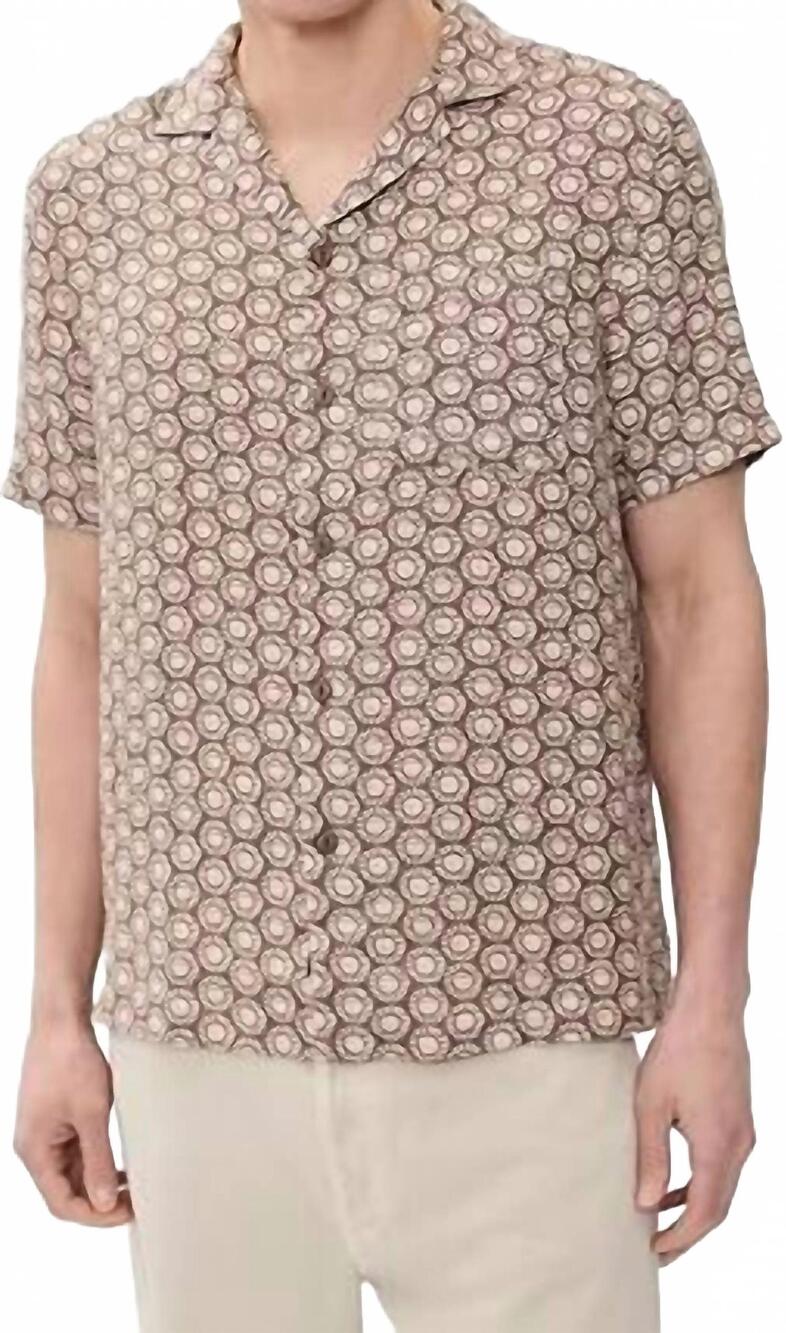 NEW FAHERTY short sleeve palma linen camp shirt in uwo - shore sun woodblock